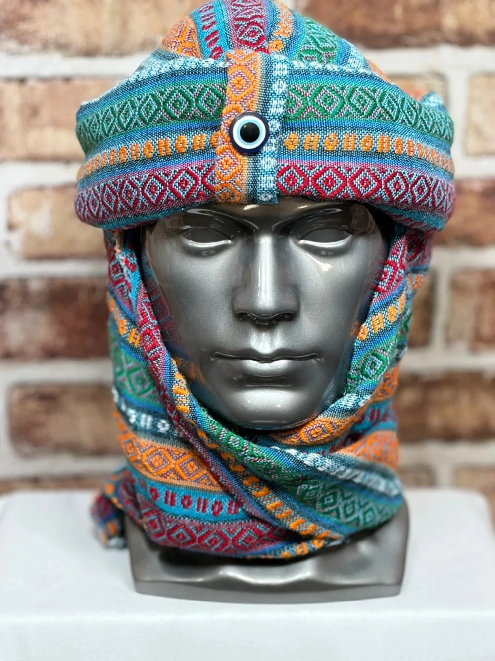 Traditional Ethnic Evil Eye Pashmina Hat with Scarf Fez Nomadic Nomad Hat